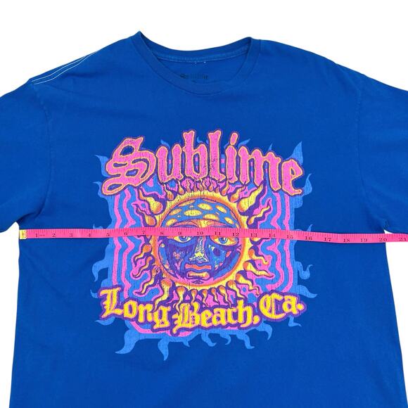 Sublime Mens Long Beach CA Blue Neon Sun Face Graphic Retro Rock Band T-Shirt - Picture 6 of 8